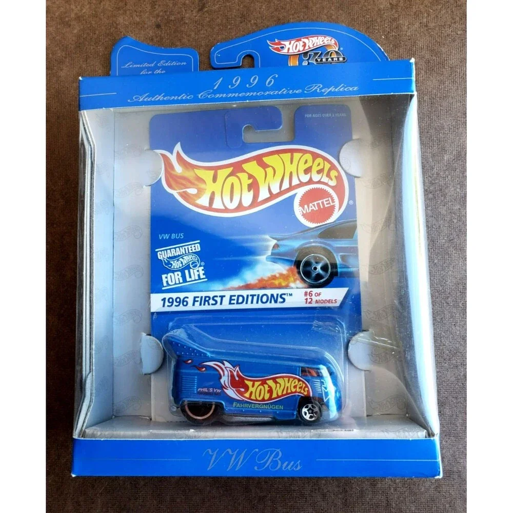 VTG. 1998 Hot Wheels 1996 VW BUS VOLKSWAGEN Blue 30Th ANNIVERSARY 5SP&10DOT 1:64